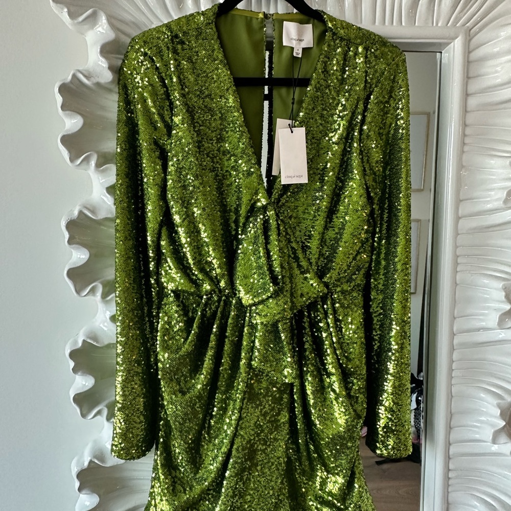 NWT Cinq a Sept Green Sequin Dress